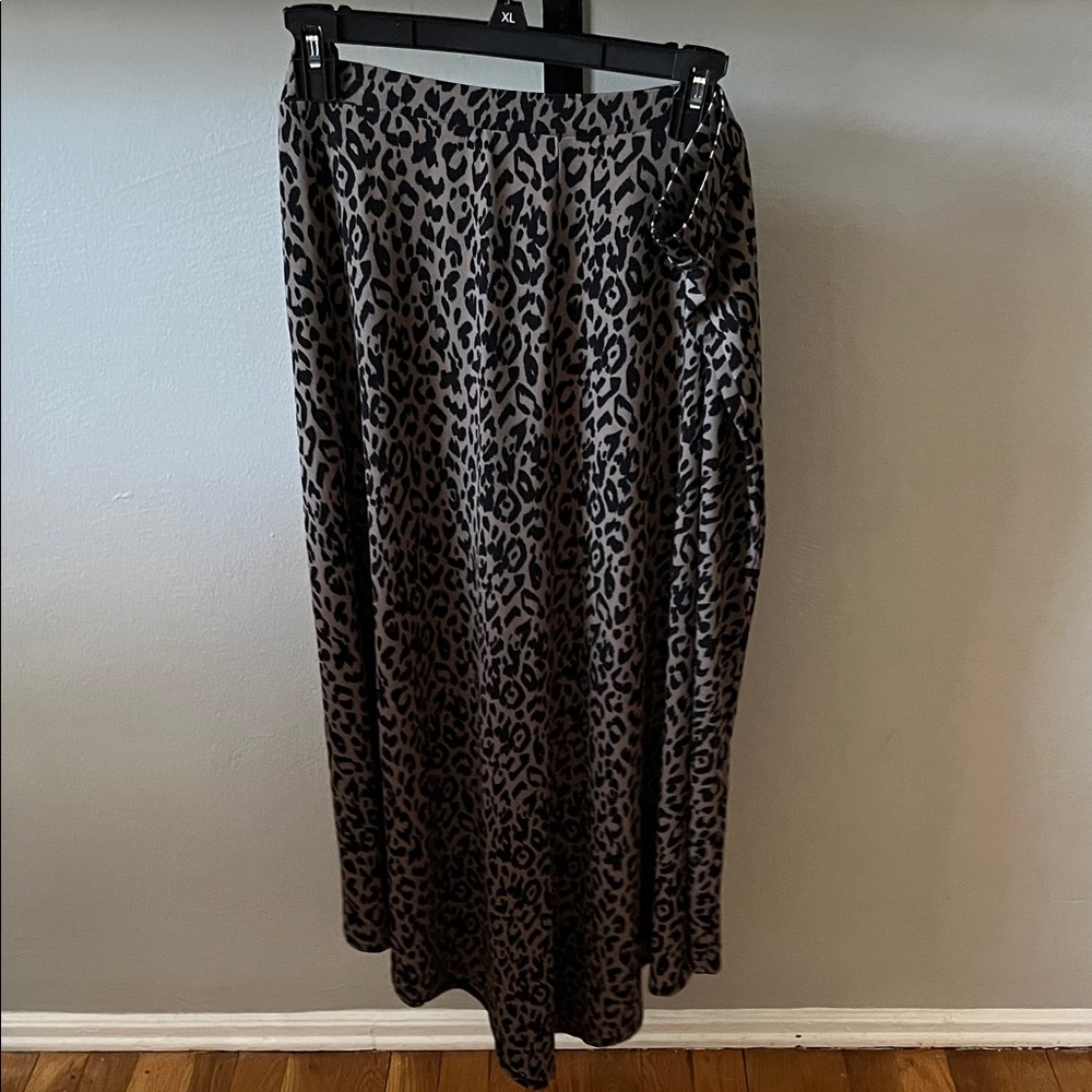 Chico's Brown and Black Leopard Print Maxi Skirt